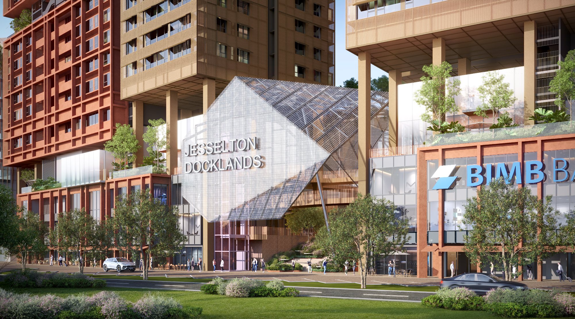 The Bedrock main arrival drop-off artist impression